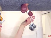 Mistress plays with the slave's dick and hangs weights on him EasyCBTGirl 9/16