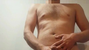 POV hot guy masturbate together with you and jerks off on your boobs + super slow motion