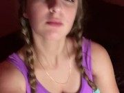 Giantess looks to tiny man before eating 11/16