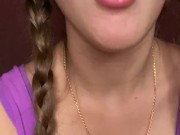 Giantess looks to tiny man before eating 15/16