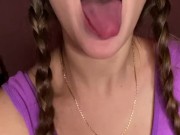 Giantess looks to tiny man before eating 16/16