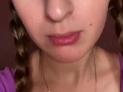 Giantess looks to tiny man before eating 3/16