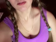 Giantess looks to tiny man before eating 4/16