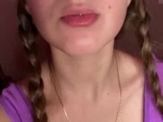 Giantess looks to tiny man before eating 7/16