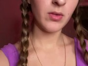 Giantess looks to tiny man before eating 9/16