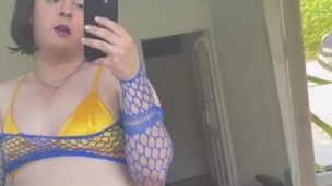 Sissy Touches Herself In Front of the Mirror 