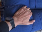 The big ass of my 58 year old latina wife in jean and thong, licked and cumshot on her hairy pussy 7/16