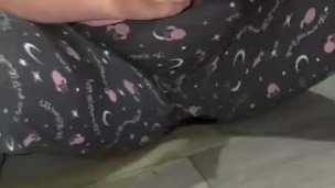 Milf peeing her self when playing on computer 