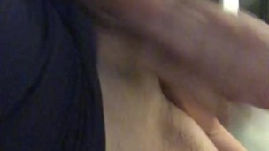 Hot guy sprays his cum all over with balls tied up