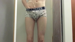 Desperate College Twink Pissing His Tight White Trunks