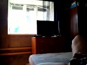 Milf fucks herself for window cleaner 3/16