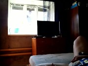 Milf fucks herself for window cleaner 4/16