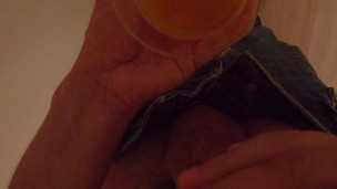Peeing in a glass [POV]