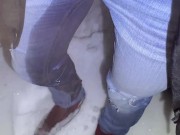 Girl Desperately Pisses Her Jeans In The Snow 10/16