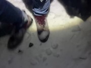 Girl Desperately Pisses Her Jeans In The Snow 14/16