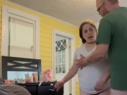 Railing my wife from behind then cumming on her tits  1/16