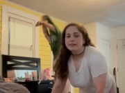 Railing my wife from behind then cumming on her tits  4/16