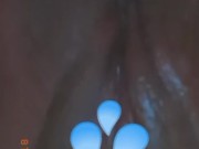 Ebony masturbating with vibrator and cums hard and makes pussy