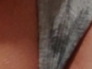 Creampie soaks her grey panties 14/16