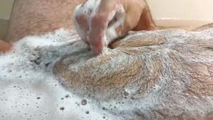 Вelly button play. Hairy belly of a bear.