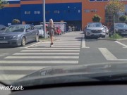 Public cock flash! Blonde Milf give me hot handjob and blowjob in a public parking until cum 1/16