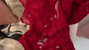 Blowing a load on My wife’s panties 