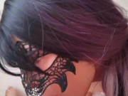 Horny big ass mom rides cock and gets cum in mouth. 1/16