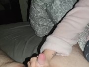 I wank his little cock until his cum runs over my long black nails *cumblast/cum on nails* 2/16