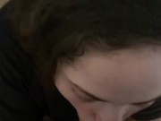 Ariel greets me after work with a blow job, and takes the cum shot on the face 1/16