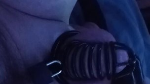 Chastity twink trying to cum in chastity