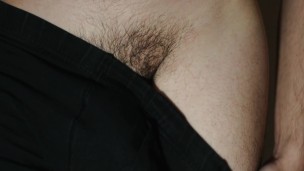 Very Shy Dick Mate is touching his blurry dickhead while entertaining himself with some muted porn