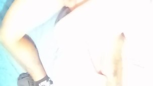 Sexy busty girl sucks tattoo thug's dick until he explodes on himself