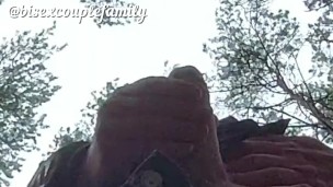 Jerking off and cumming on a forest path