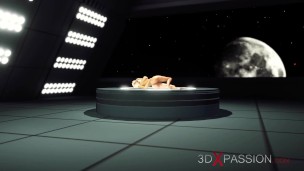 Hot sex in the space station! Sci-fi hot shemale plays with a sexy girl