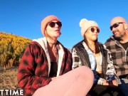 POV Polyamorous Hunnys Tag-Team Husband's Cock Outdoors 2/16
