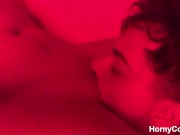 Real Couple having Passionate and Romantic Sex under Red Led Lights 10/16