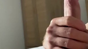 Hung 25 year old busting a huge load from his 8 inch meaty dick