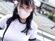 I went running in Ikebukuro with no bra, big tits gym clothes and bloomers and wearing a toy. 10/16