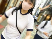 I went running in Ikebukuro with no bra, big tits gym clothes and bloomers and wearing a toy. 12/16
