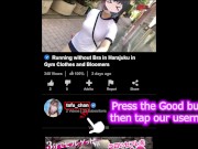 I went running in Ikebukuro with no bra, big tits gym clothes and bloomers and wearing a toy. 16/16