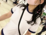 I went running in Ikebukuro with no bra, big tits gym clothes and bloomers and wearing a toy. 4/16