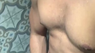Hot straight guy jerks off in the shower
