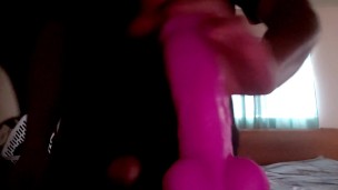 Sucking and riding my PINK dildo
