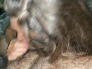 Pipe matinale avec éjaculation sur mes seins 12/16