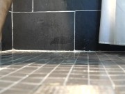 LAYING BEHIND ME WATCHING ME PEE ON THE FLOOR