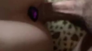 Riding on his dick with my perfect round ass and my butt plug in