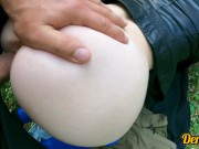 cutie in glasses with blue hair fucks and gives a good blowjob in the woods 12/16