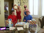 Mom Swap - Hot Milfs In Mini Dresses Decide To Set Up A Swap Surprise For Their Step Sons Birthdays 7/16