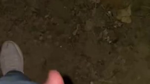 Deep in the Forest wanking my hard cock with big cumshot 