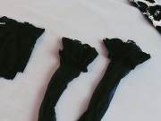 Sexy step mom puts on lingerie, stockings and a tight dress in high heels fetish before anal sex 1/16